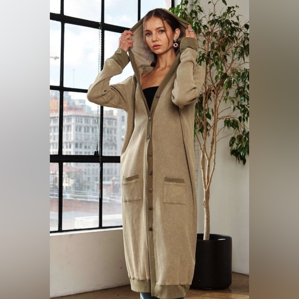 NWT MINERAL WASHED HOODIE CARDIGAN